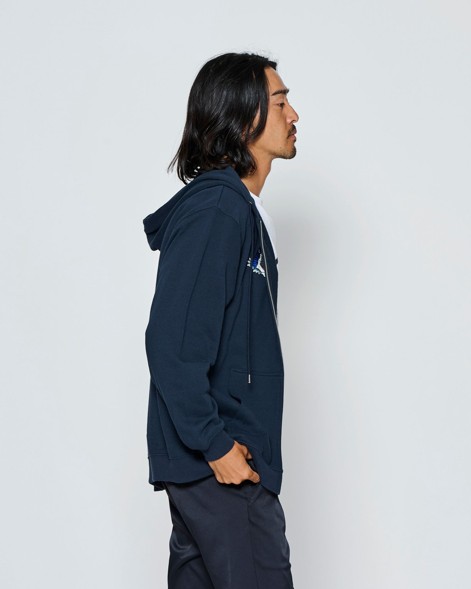 ☆先行予約☆muta MARINE × ACANTHUS  / スーベニアジップアップスウェットフーディー / ジップパーカー /  Souvenir Zip-up Hooded Sweatshirt / NAVY【MA2712】