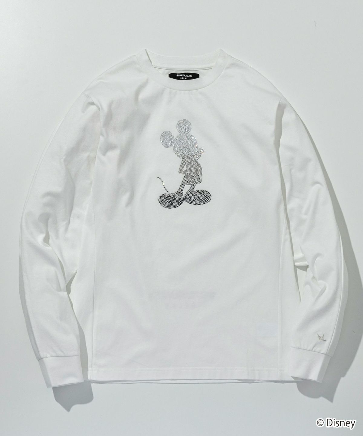 【ミッキーマウス】グラデーションラインストーンロングTシャツ / ホワイト【UST-25142】