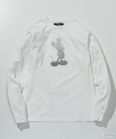 【ミッキーマウス】グラデーションラインストーンロングTシャツ / ホワイト【UST-25142】