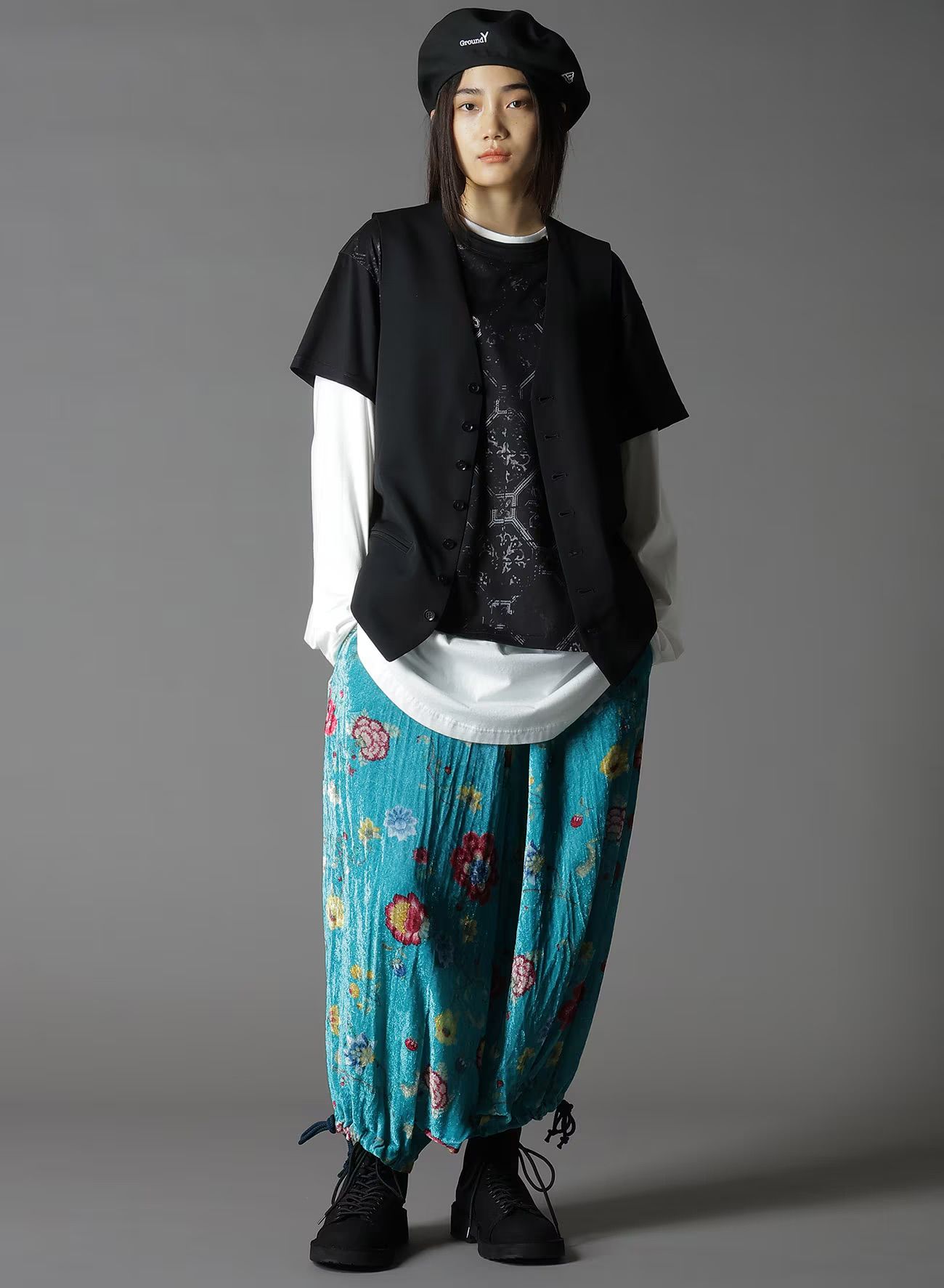 Ground Y×NEWERA(R) GROUND Y LOGO COTTON BERET  [GP-H50-081-1]