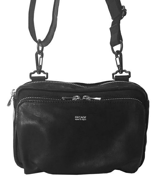オイルドカウレザー・ミニショルダーポーチバッグ / Oiled Cow Leather Mini Shoulder Bag BLACK