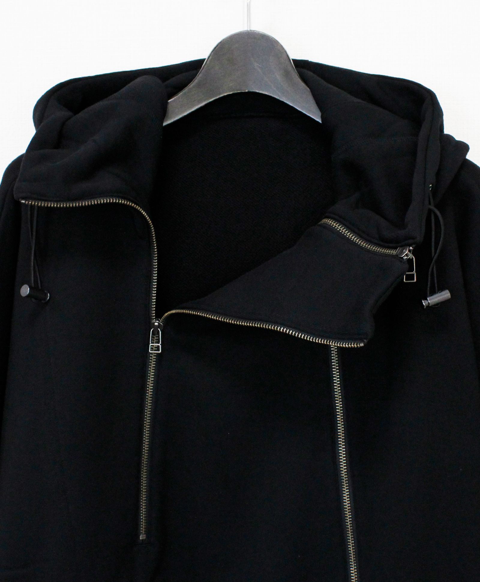 HEAVY LINING DOUBLE ZIPPER HOODIE / BLACK [GJ-T19-032-2]