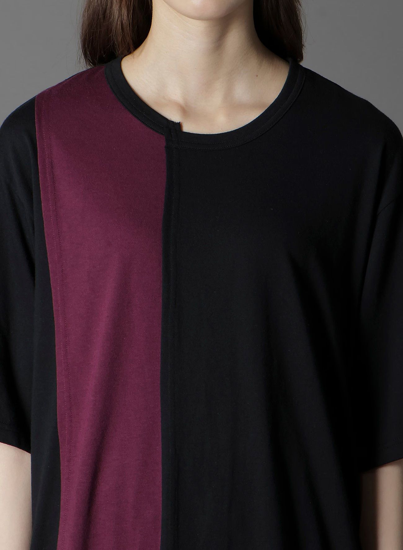 SILKETTE JERSEY W/ NUMBER PATTERN TSUJIKIRI LONG SLEEVED T-SHIRT / BLACK x PURPLE [GL-T11-803-2-03]