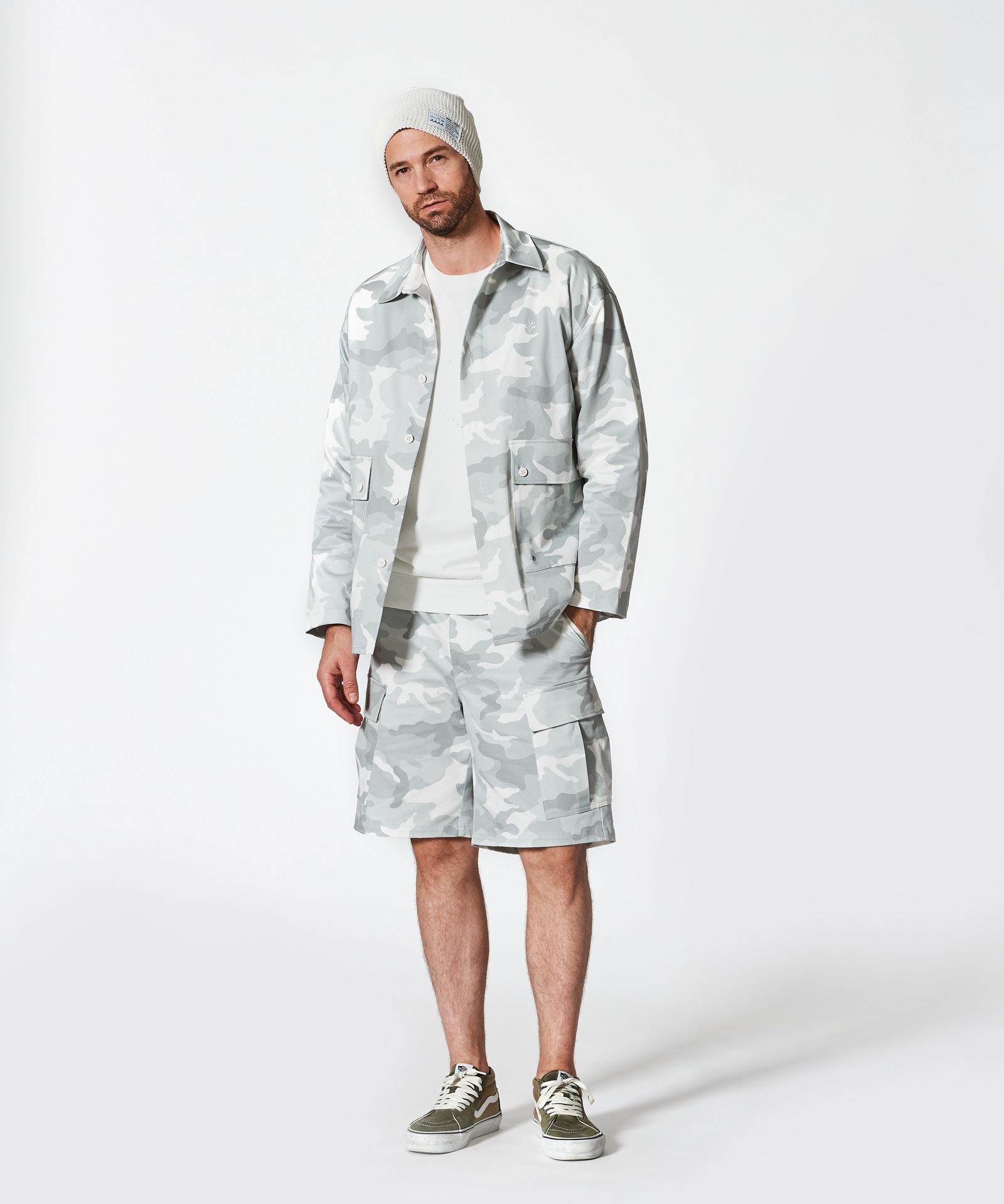 Military Shirt Jacket / ミリタリーシャツジャケット / WHITE CAMO【JK2501】