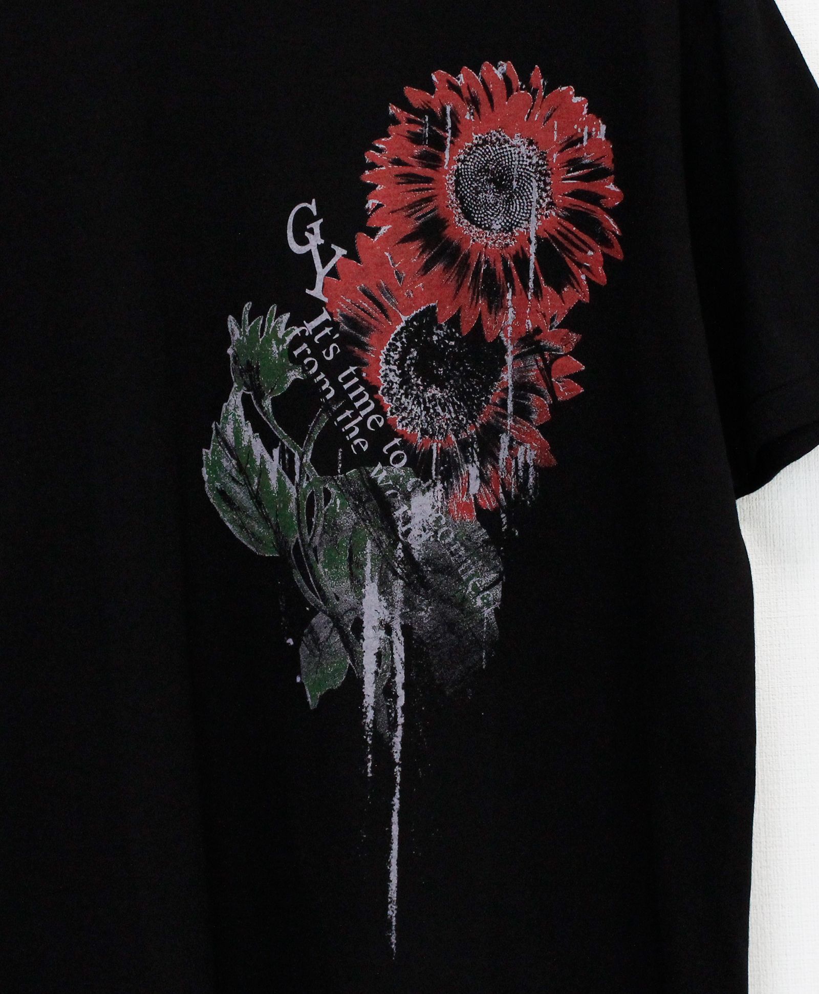 JERSEY SUNFLOWER T-SHIRT / BLACK [GK-T79-070-2]