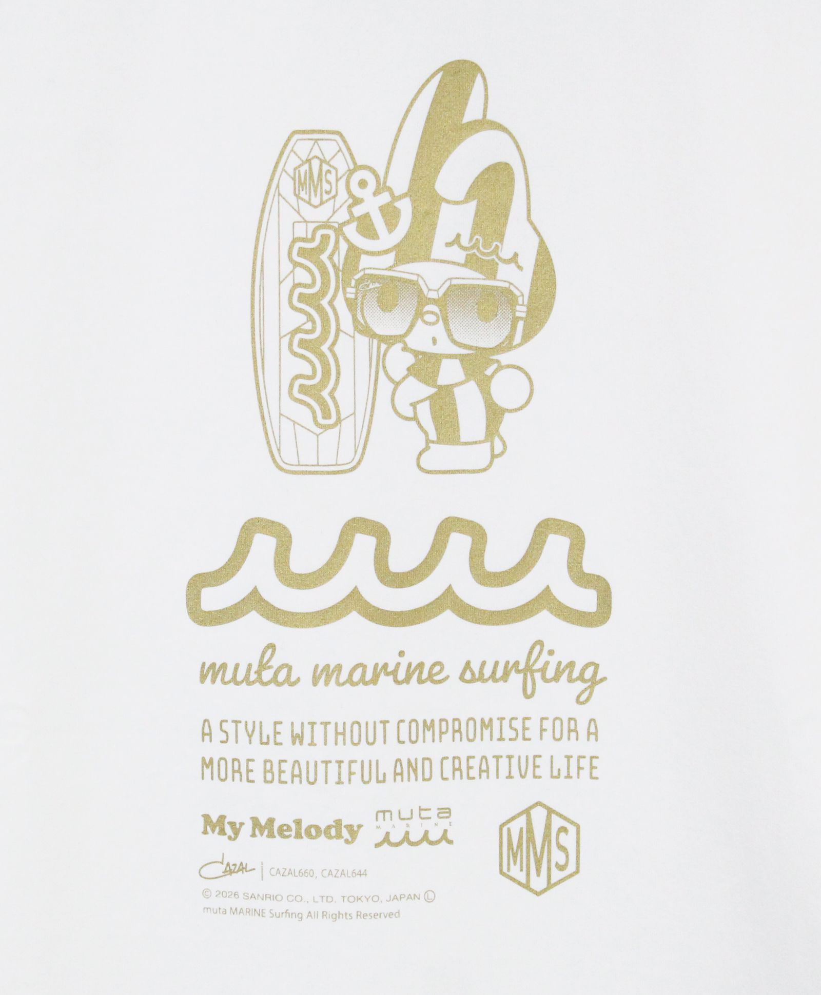My Melody × muta MARINE SURFING ストレッチロングスリーブTシャツ / ホワイト [MMMP-434771]
