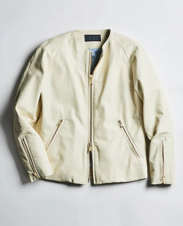 Leather No Collar Riders / レザーノーカラーライダース / WHITE / [L2421]
