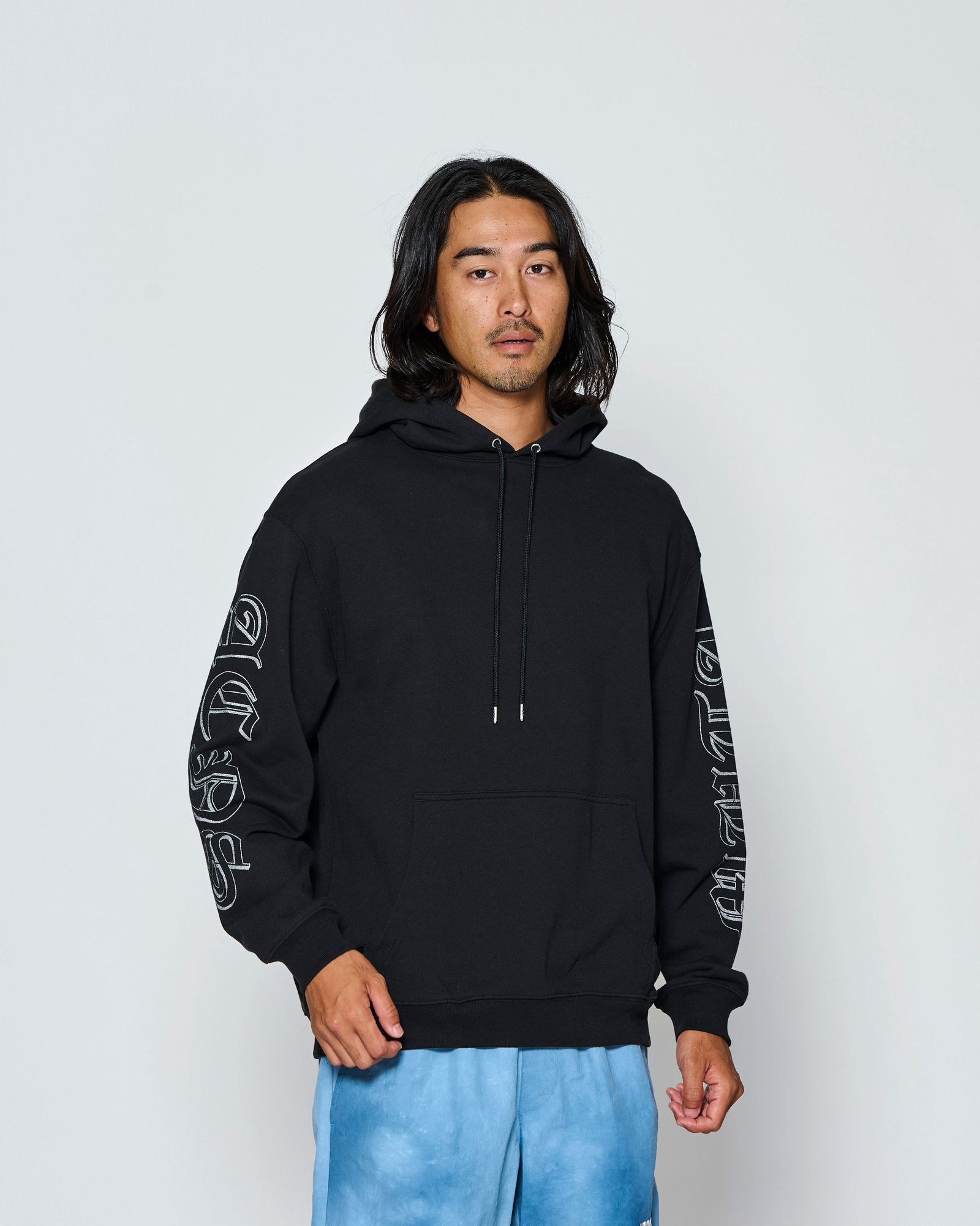 ☆先行予約☆muta MARINE × ACANTHUS  / スリーブプリントスウェットフーディー / プルオーバーパーカー /  Sleeve Print Hooded Sweatshirt / BLACK【MA2711】