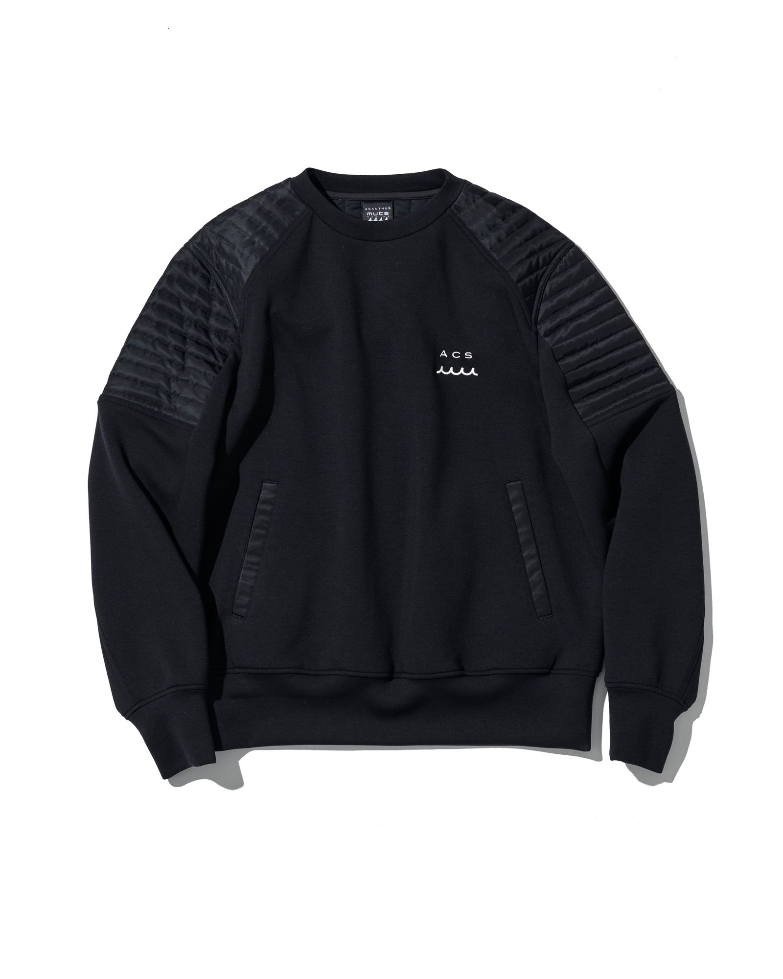 ☆先行予約☆ muta MARINE × ACANTHUS / バイカークルーネック / Double-knit Biker Crew Neck / BLACK 【MA2666】