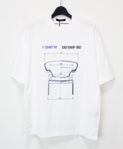 ALMOSTBLACK×TENDO / EASY CHAIR BLUEPRINT T-SHIRTS / クルーネック プリントTシャツ / WHITE [TD-CS05]