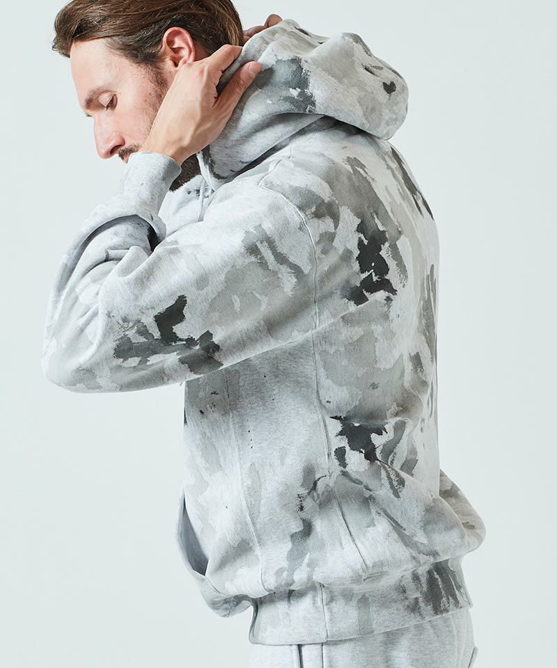 ハンドペイント スウェット パーカー / グレー / Hand Paint Hooded Sweatshirt  / GREY【HJ2306】