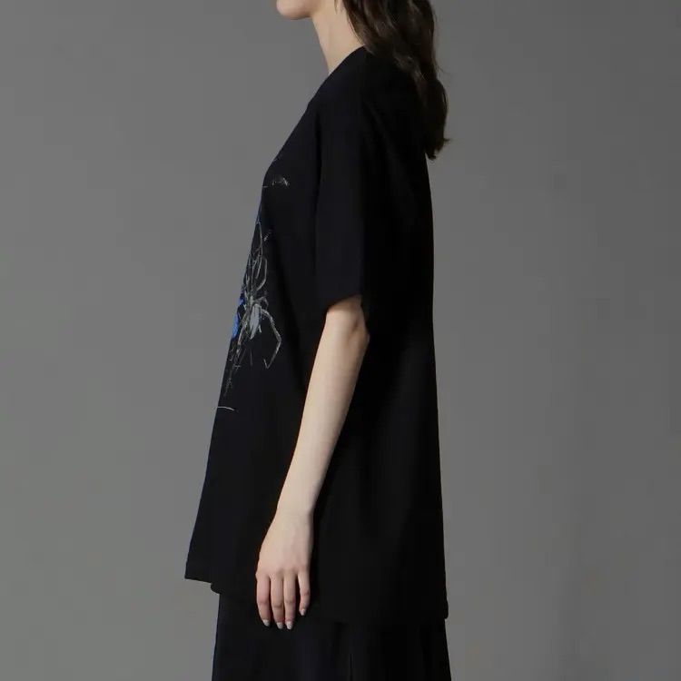20/COTTON JERSEY FLOWER&SPIDER GRAPHIC T-SHIRT / BLACK [GL-T73-070-2-03]