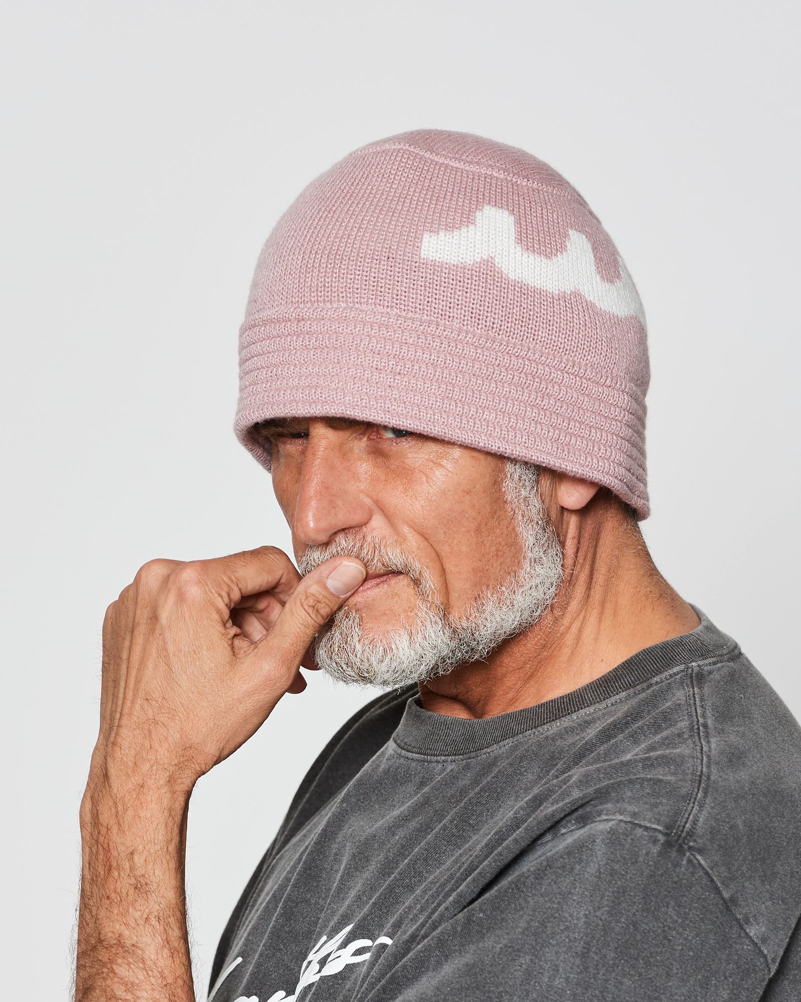 ☆先行予約販売2025年10月下旬～11月下旬頃入荷予定☆ ACANTHUS × muta MARINE / muta Wave Logo Knit Bucket Hat / ニットバケットハット / PINK 【MA2543】