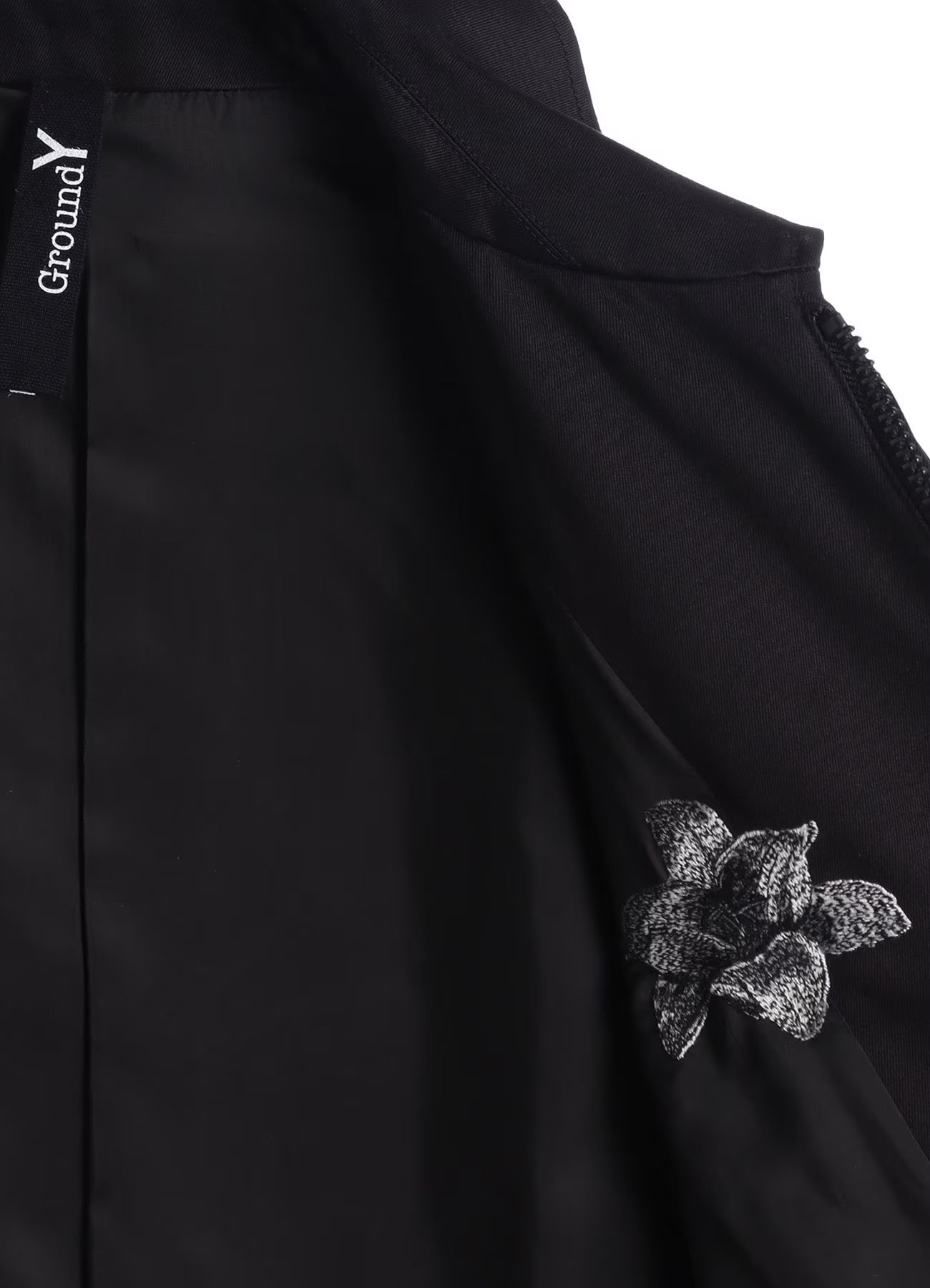 WHIPCORD LILY EMBROIDERED SOUVENIR JACKET / BLACK x WHITE [GQ-J06-032-2]