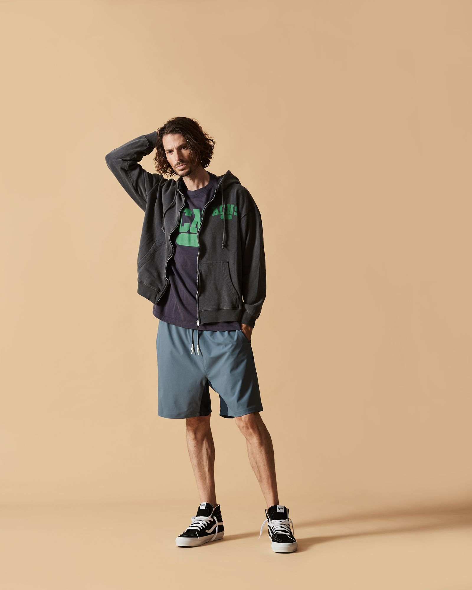 ☆先行予約☆ エイジングカレッジロゴ スウェットジップフーディー / パーカー / Aging College Logo Zip Up Hooded Sweatshirt / NAVY【HJ2601】