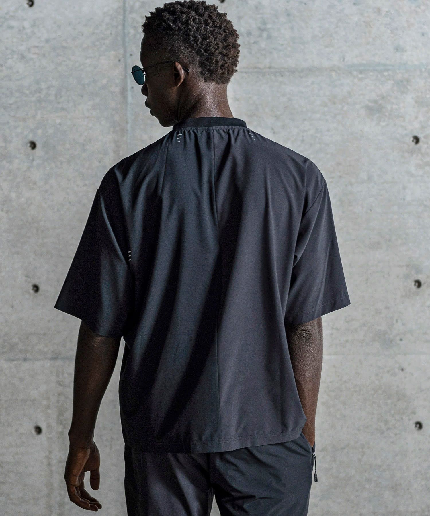 バイカラーランニング半袖Tシャツ / ブラック【UST-26032】