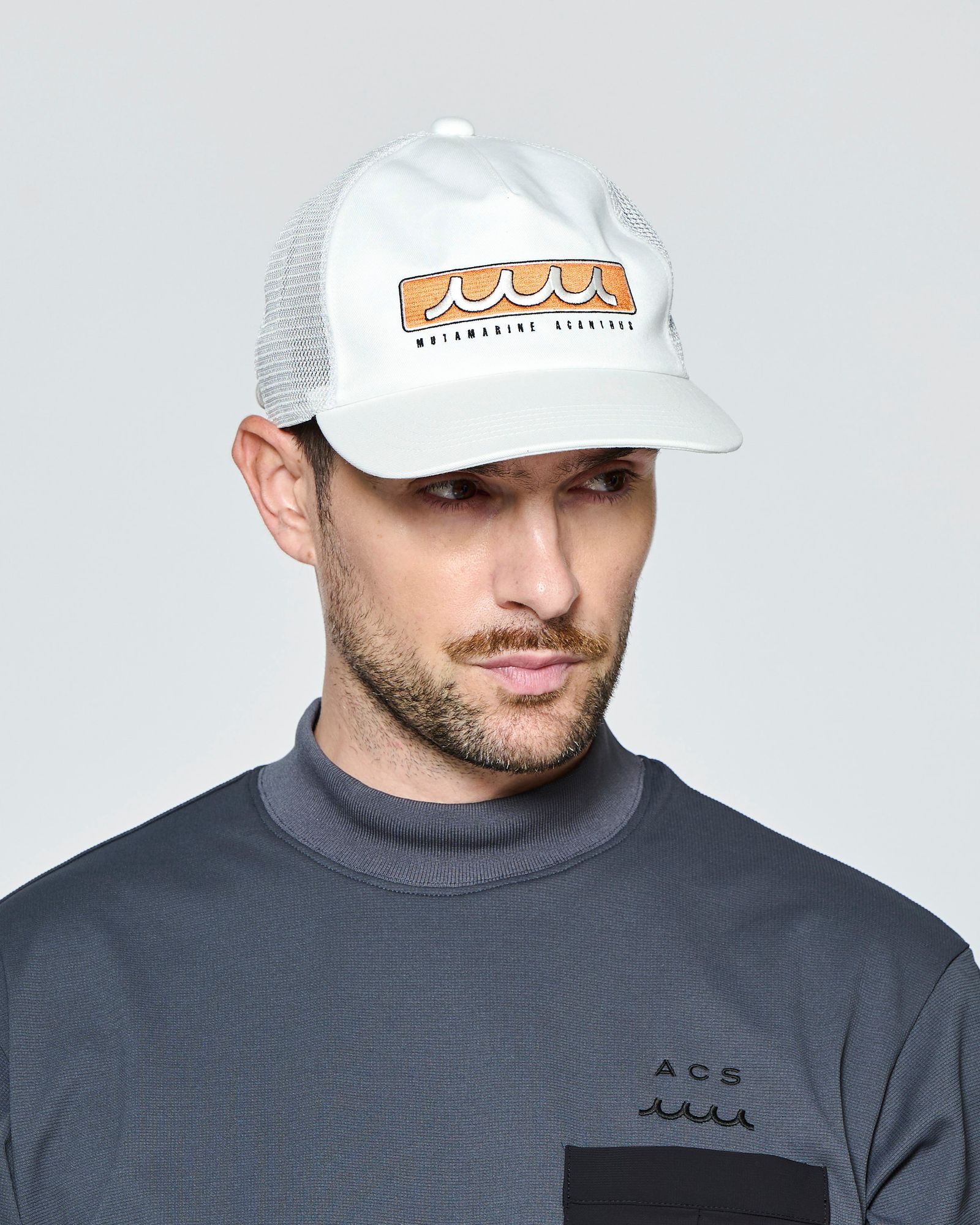 ☆先行予約☆muta MARINE × ACANTHUS  / ボックスロゴメッシュキャップ /  Box Logo Mesh Cap / WHITE【MA2721】