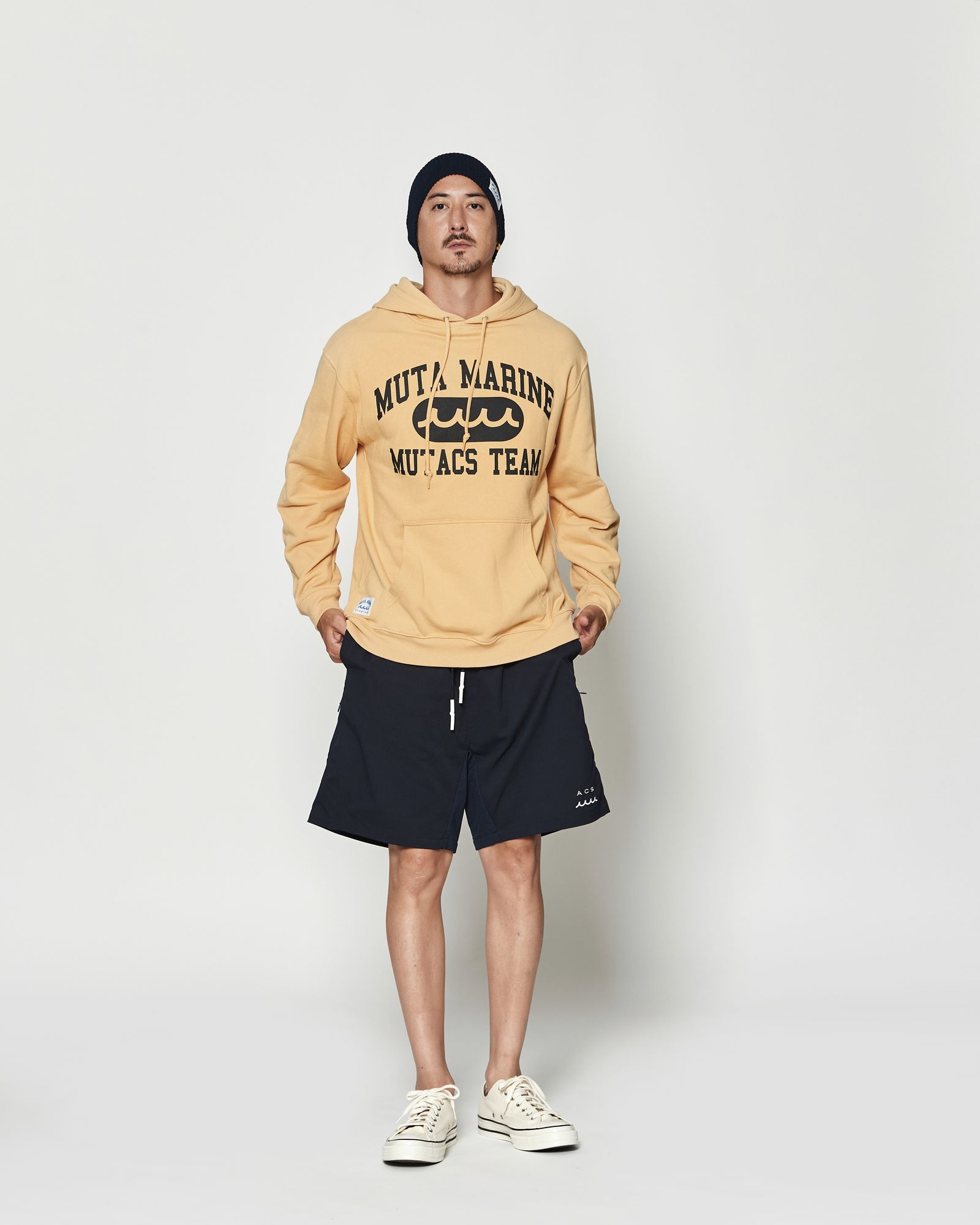 ☆先行予約☆muta MARINE × ACANTHUS  / カレッジロゴ スウェットジップフーディー / パーカー / College Logo Hooded Sweatshirt / YELLOW【MA2609】