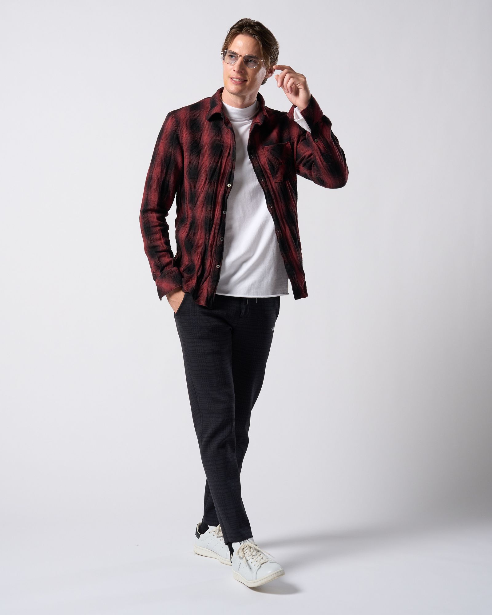 ☆先行予約☆ muta × wjk  / ニットイージースラックス / function knit easy slacks(jacquard check) / BLACK CHECK [504 mw08j]