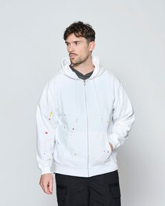 ☆先行予約☆ ヴィンテージ スプラッシュ ジップアップ パーカー  /  Vintage Wash Splash Zip-up Hooded Sweatshirt / WHITE 【HJ2701】