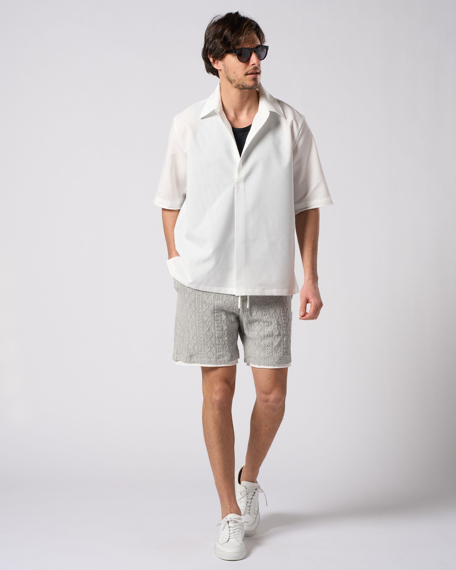 ☆先行予約☆ ジャガードサマーニットショーツ /  jacquard summer knit shorts / T.GRAY [5401 kc01i]