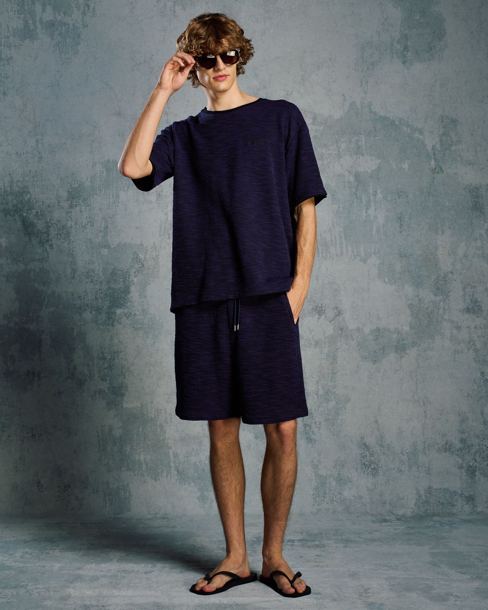 ☆先行予約☆ muta × wjk  / ニットジャガード リラックスショーツ / knit jacquard relax shorts / NAVY [502 mw02i]