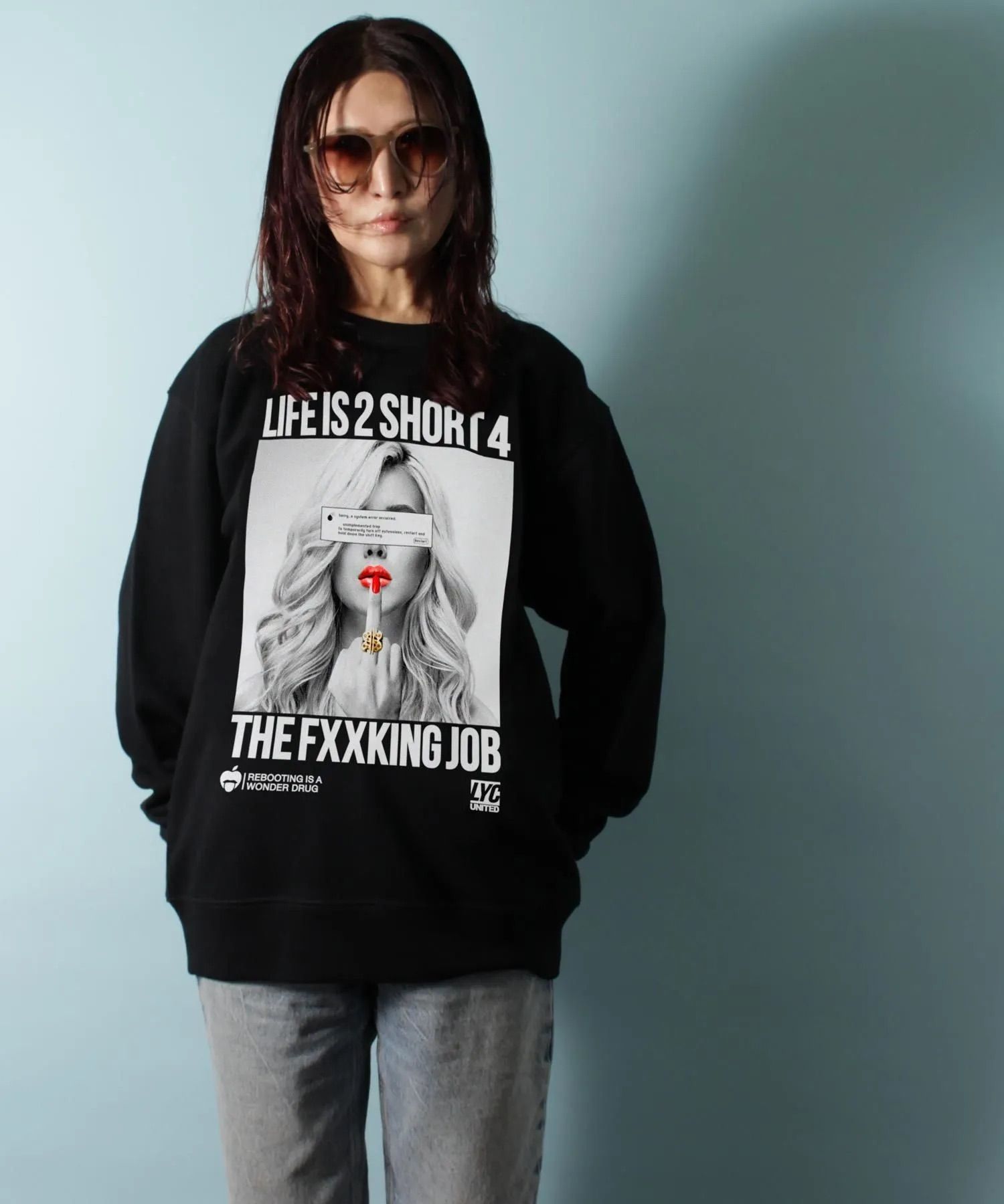 [2 SHORT] ライト・スウェット・クルーネック / トレーナー / BLACK [253230FO]