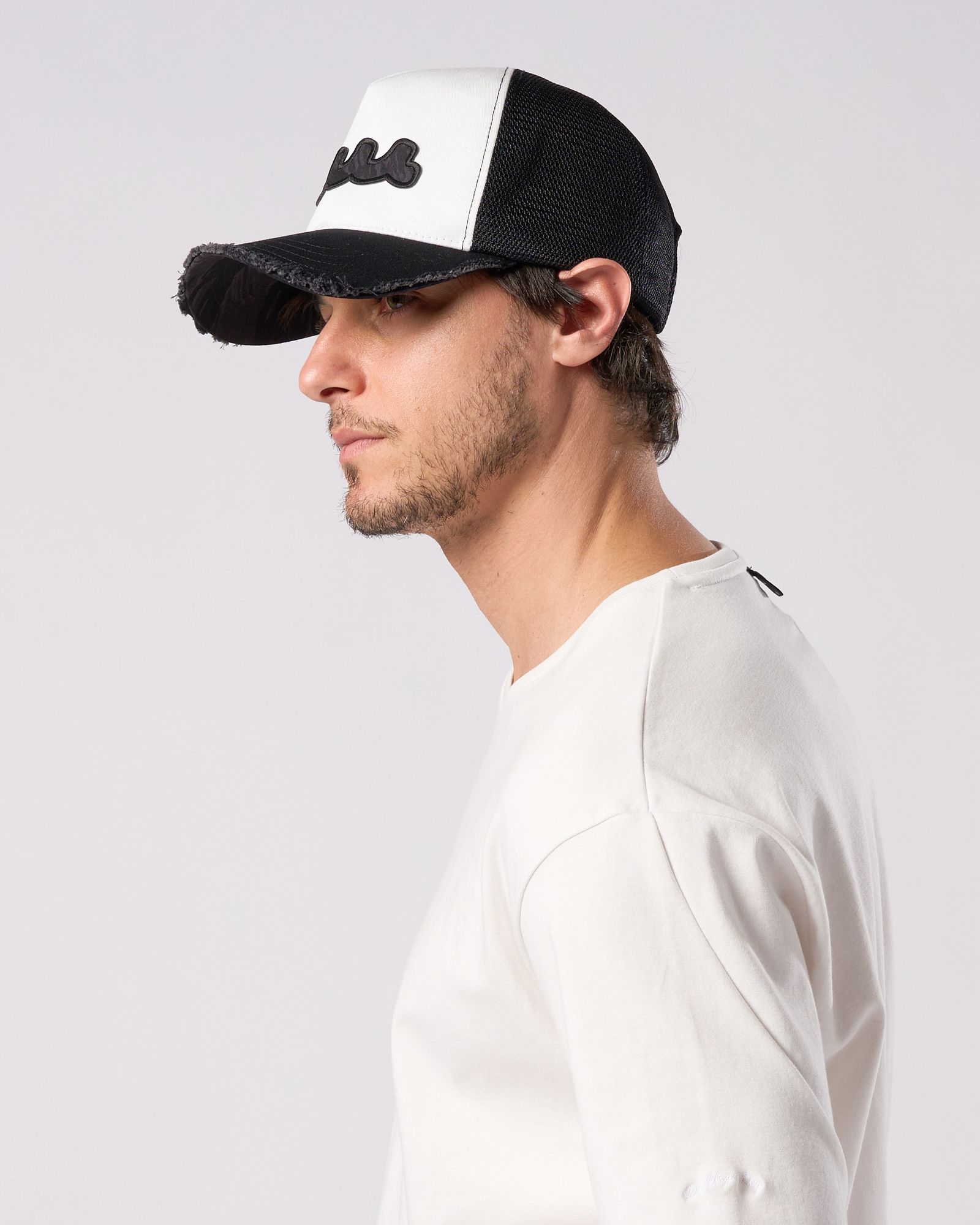 ☆先行予約☆muta × wjk  / ウェーブ カットオフ メッシュキャップ / wave cut-off mesh cap / BLACK x WHITE 【810 mw05i】