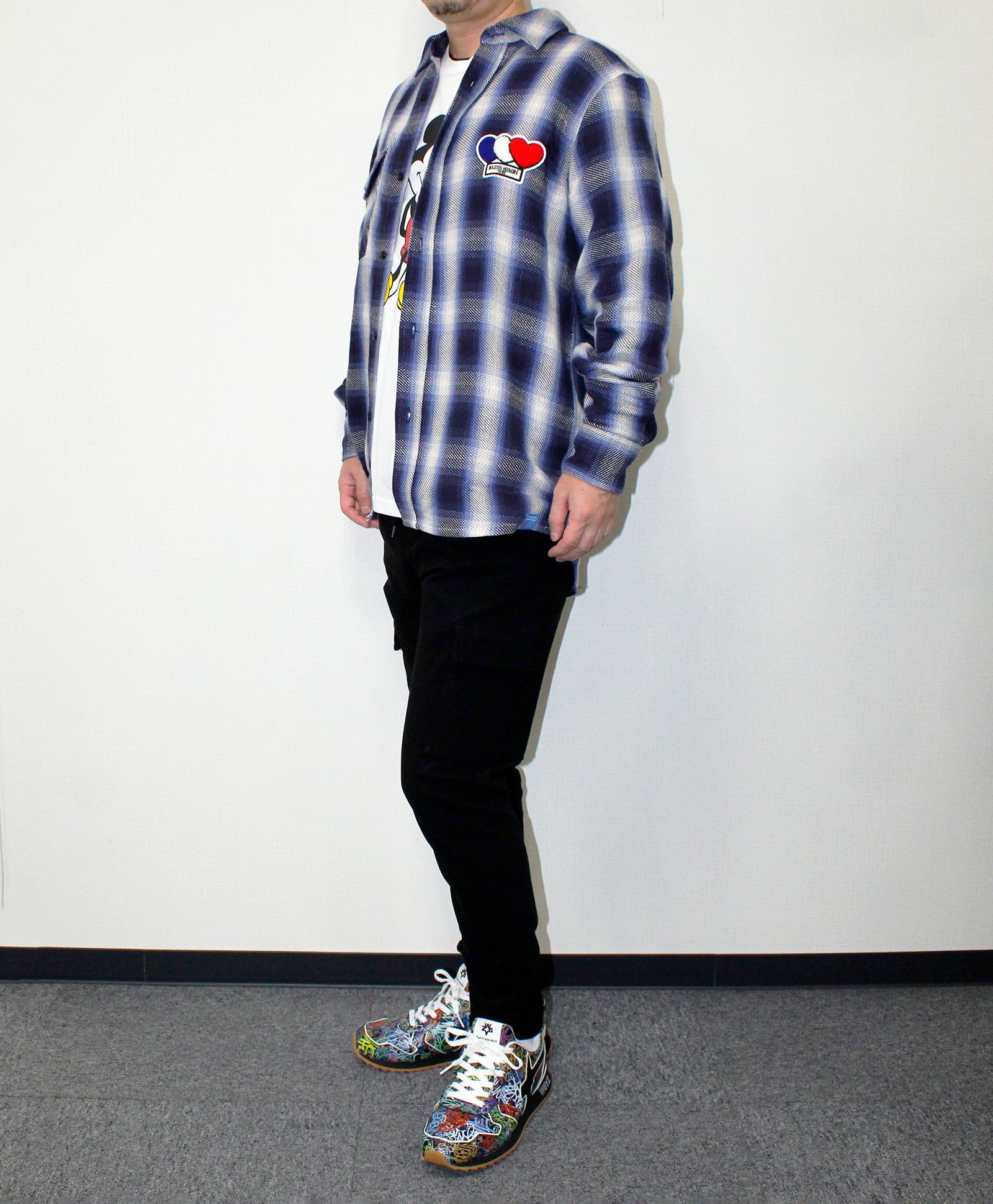 3ハートパッチチェックシャツ / 3Heart Patch Check Shirt / BLUE CHECK