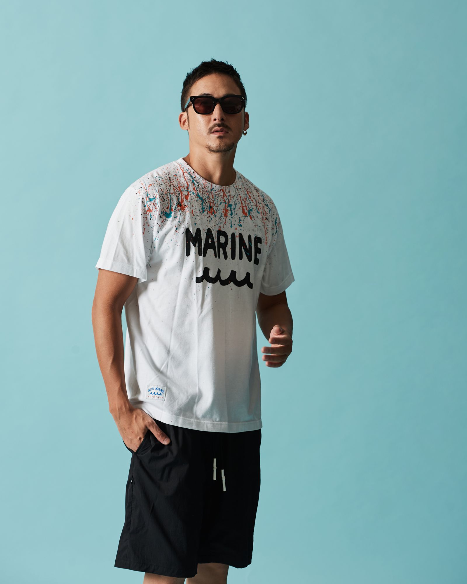 ☆先行予約☆muta MARINE × ACANTHUS  / スプラッシュマリンロゴTシャツ  /  Splash Marine Logo Tee / WHITE【MA2614】