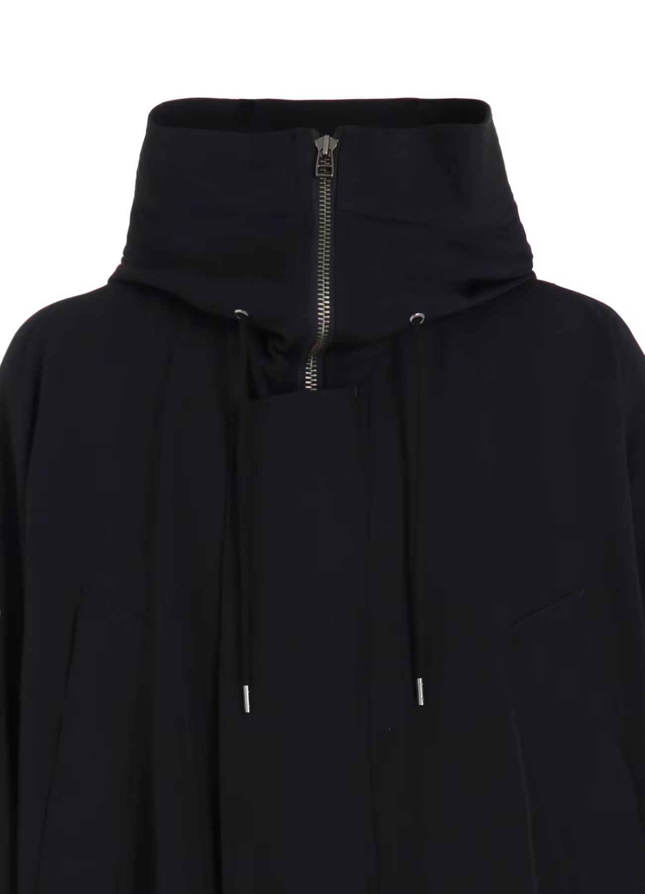 W/GABARDINE HIGH NECK HOODED MODS COAT / BLACK  [GA-C10-101-1]