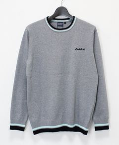 バイカラー クルーネックセーター / アンカースマイルコットンニット / グレー [MMTK-446446]