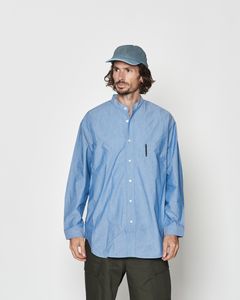 ☆先行予約☆ オーバーサイズバンドカラーシャツ / Oversized Band Collar Shirt / BLUE【SH2602】
