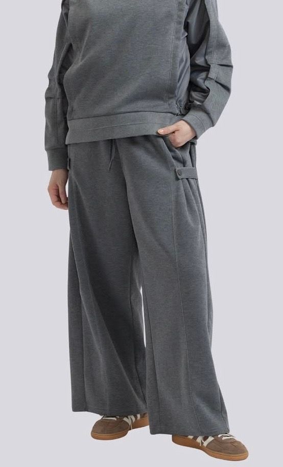320ポンチ切替スナップボタンワイドパンツ / チャコール [bc6092102]