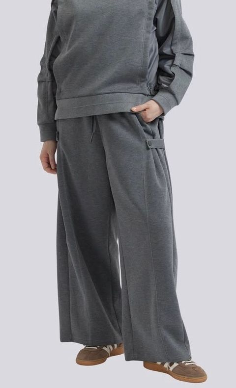 320ポンチ切替スナップボタンワイドパンツ / チャコール [bc6092102]