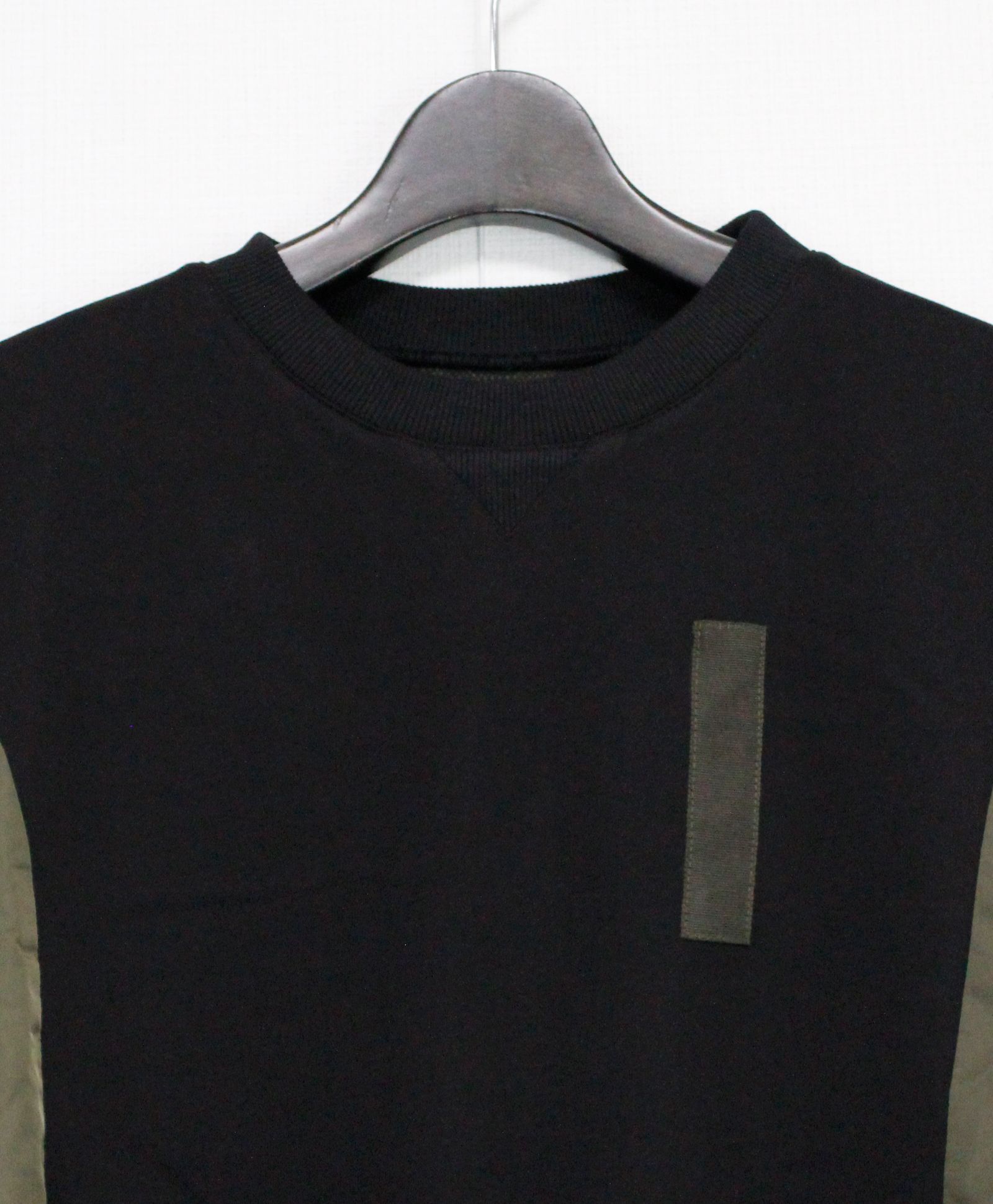 裏毛ミリタリーデザイン切替 L/S ワンピース /  ブラック x カーキ [bc609305]