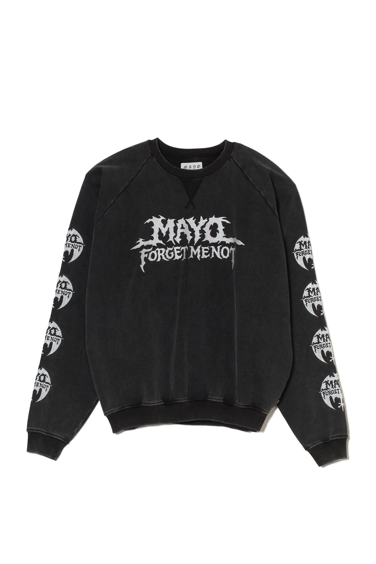 スカル 刺繍クルーネックスウェット 裏パイル / MAYO BANDANA SKULL EMBROIDERY CREW NECK SWEAT  / ブラック [26MY-STR002]