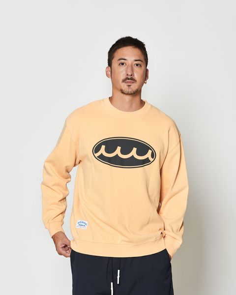 muta MARINE × ACANTHUS  / エイジングサークルロゴクルーネックスウェット / Aging Circle Logo Crewneck / YELLOW 【MA2611】