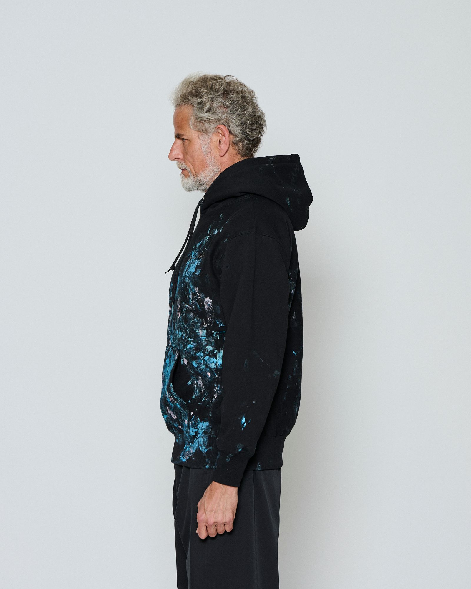 ☆先行予約☆  アブストラクトペイントフーディー / パーカー / Abstract Paint Hooded Sweatshirt / BLACK 【HJ2604】