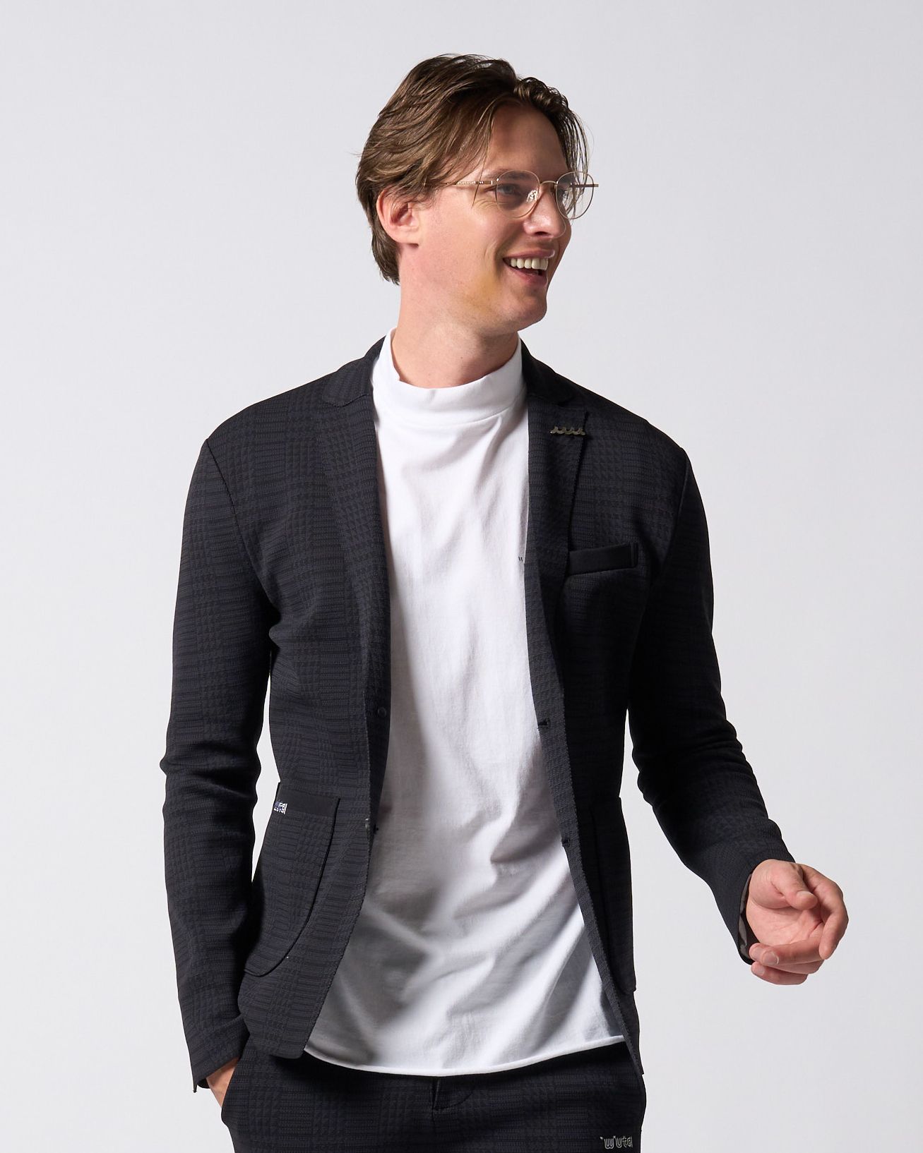 ☆先行予約☆ muta × wjk  / ニットジャケット / function knit jacket (jacquard check) / BLACK CHECK [207 mw08j]