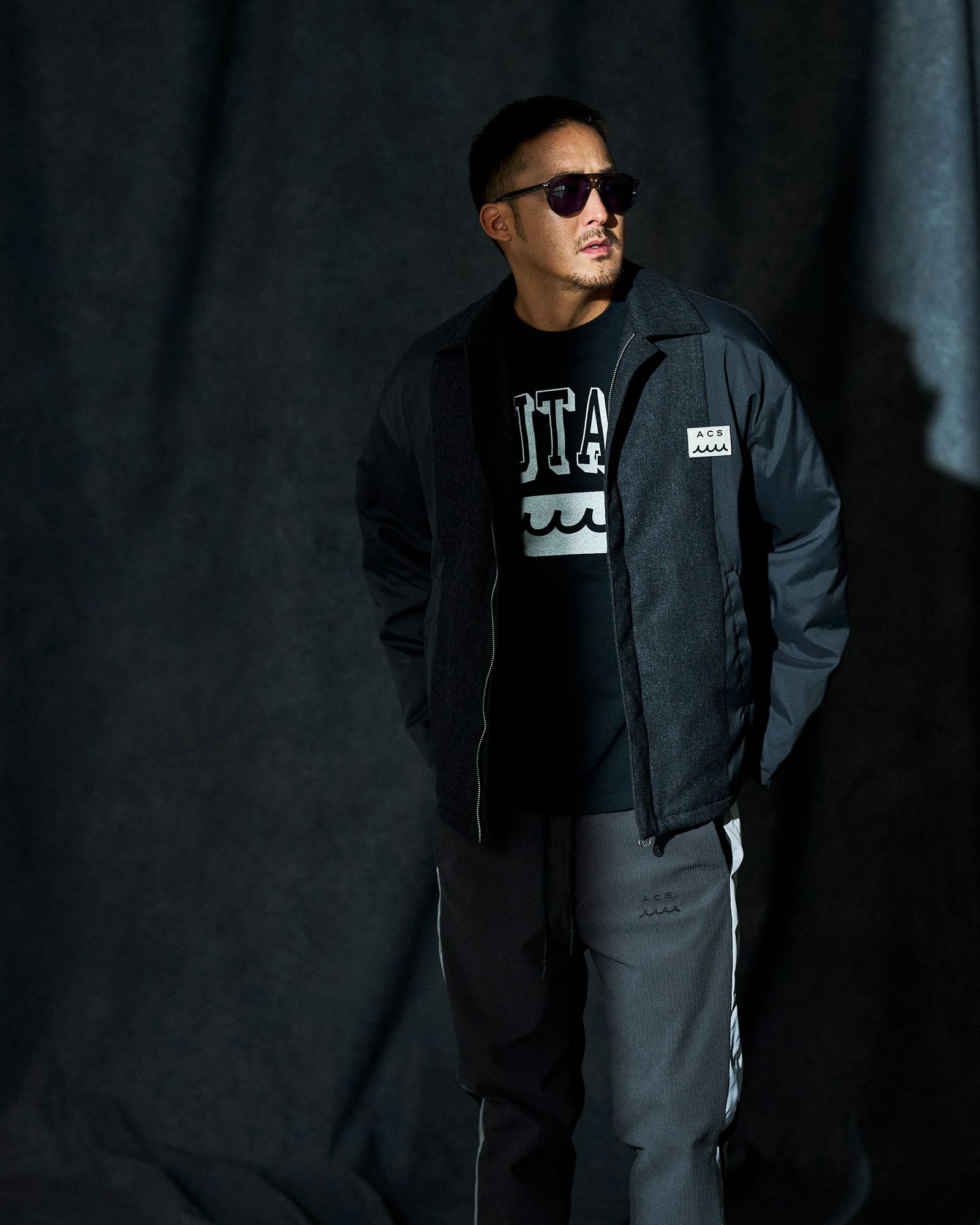 ☆先行予約☆ muta MARINE × ACANTHUS / コーチジャケット / Split Coach Jacket / BLACK 【MA2651】