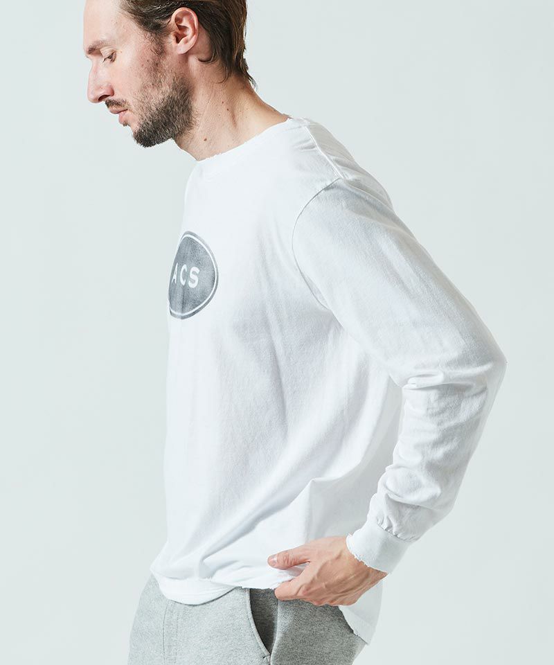 ACS ヴィンテージスプレーロゴ ロングスリーブTシャツ / ホワイト / Damage Spray Circle Logo L-S Tee   / WHITE【CT2315】