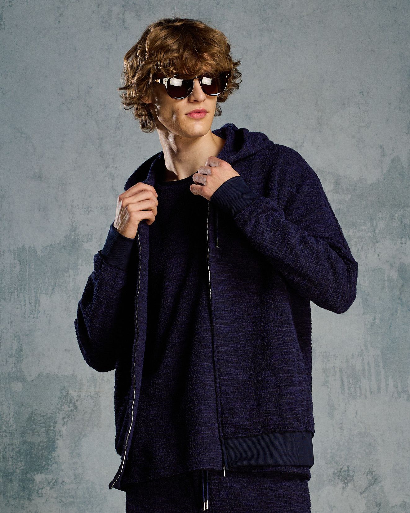 ☆先行予約☆ muta × wjk  / ニットジャガード リラックス パーカー / knit jacquard relax parker / NAVY [204 mw02i]