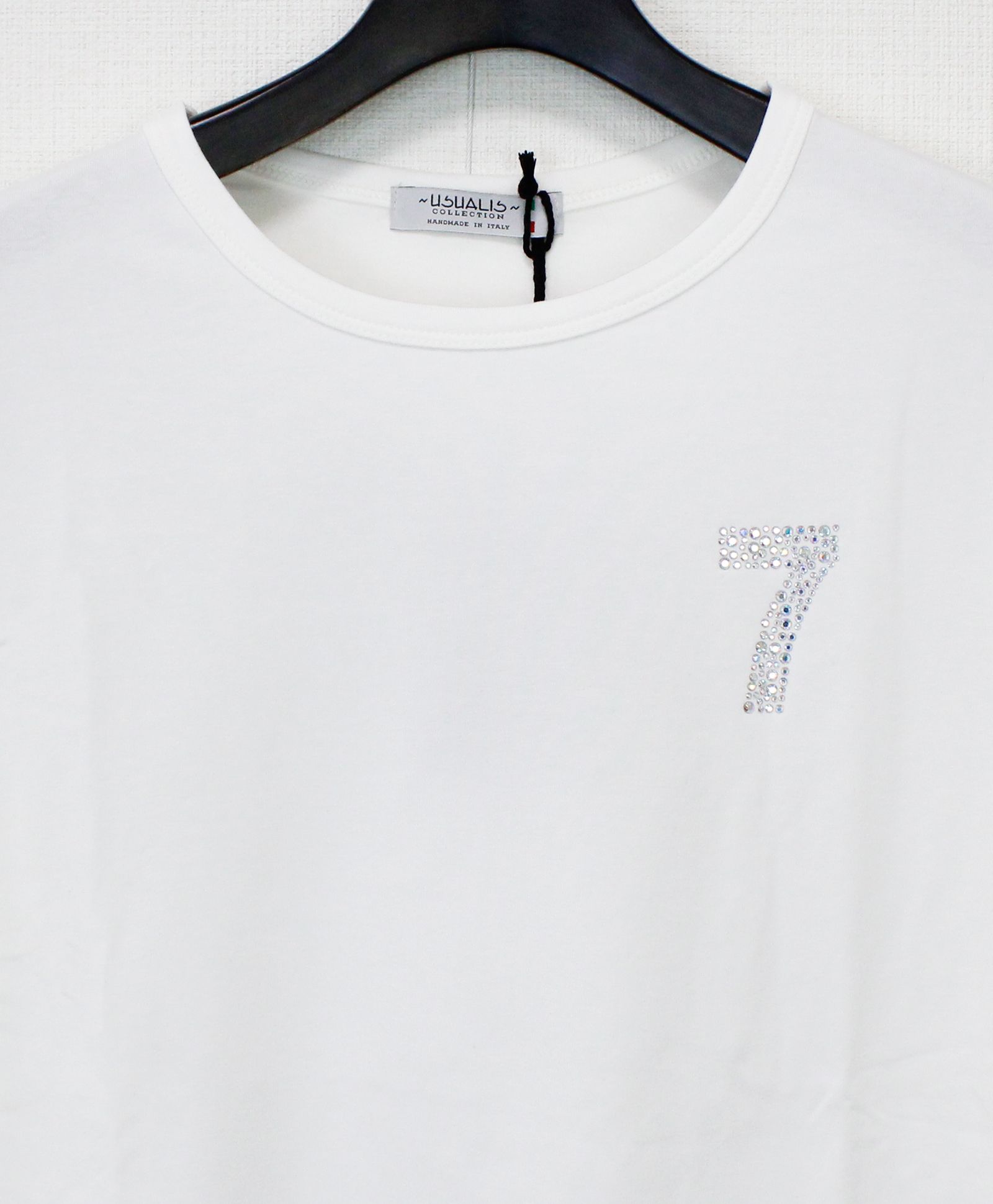 ラインストーン『7』 L/S Tシャツ / ロンT / ホワイト [UC52-N544]