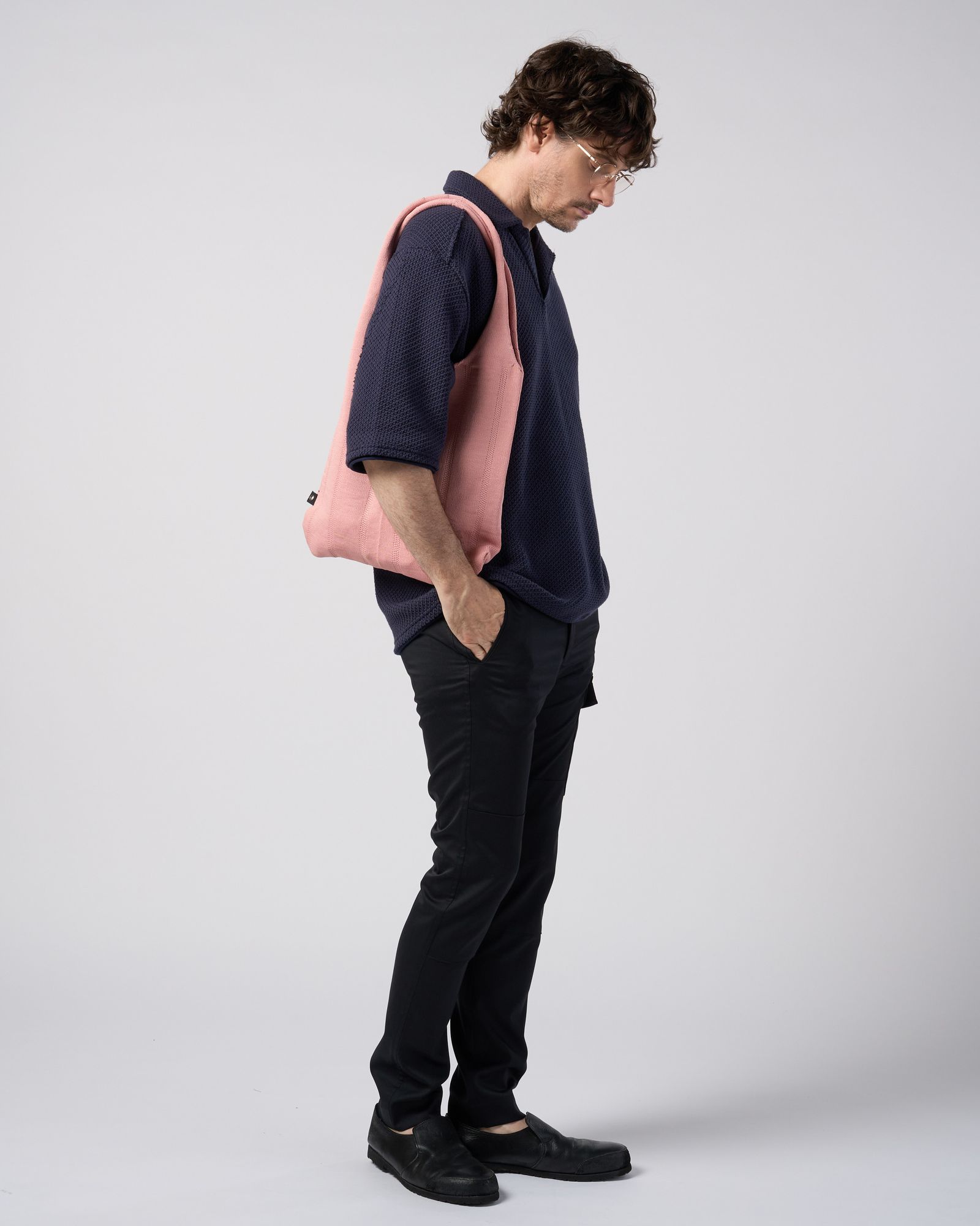 ☆先行予約☆ wjk  / ストライプニットバッグ / stripe knit bag / pink【8005 kw86k】