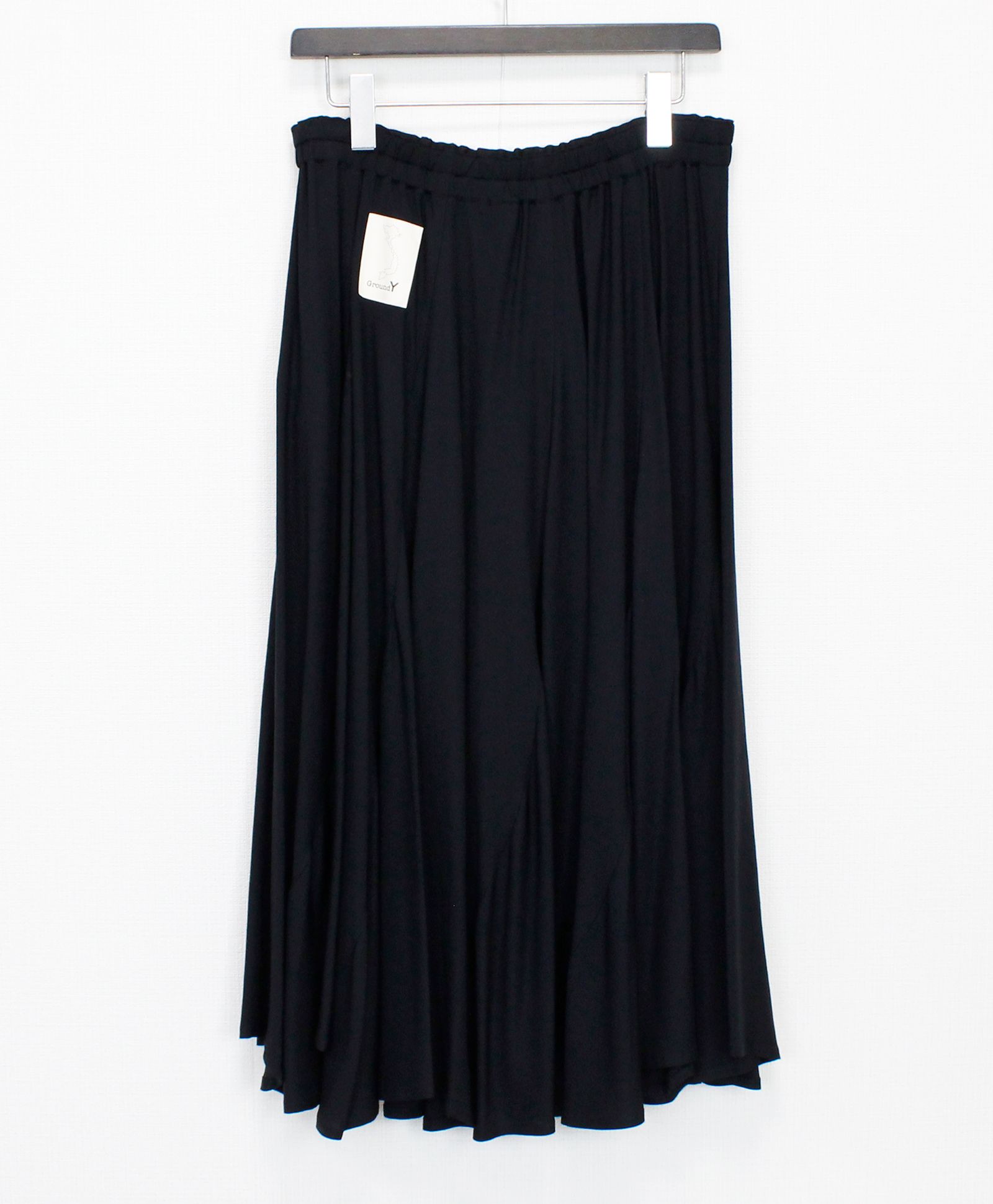 RAYON TWILL 10PIECES GATHERED SKIRT / BLACK [GP-S02-208-1]