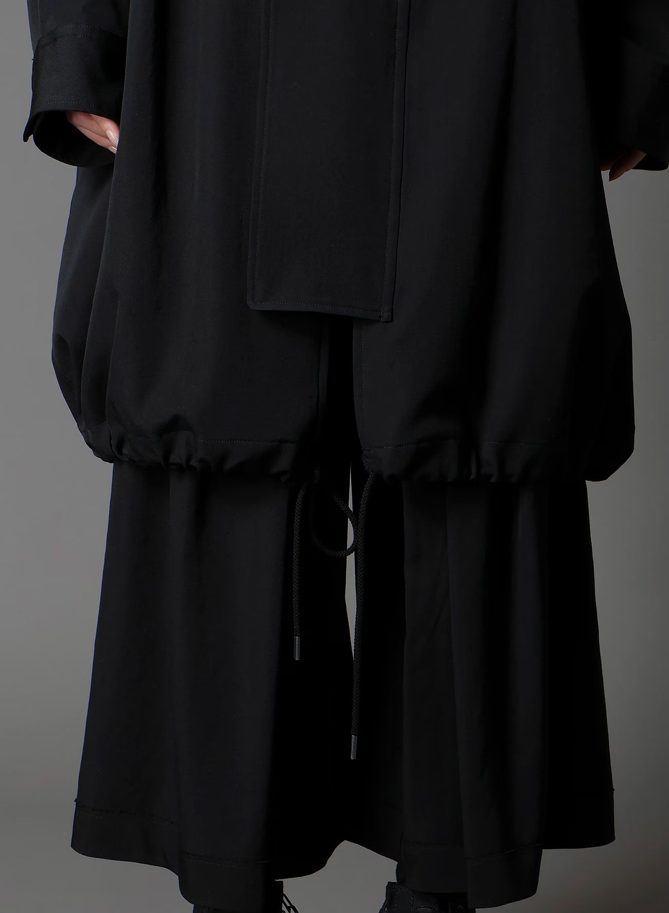 W/GABARDINE HIGH NECK HOODED MODS COAT / BLACK  [GA-C10-101-1]