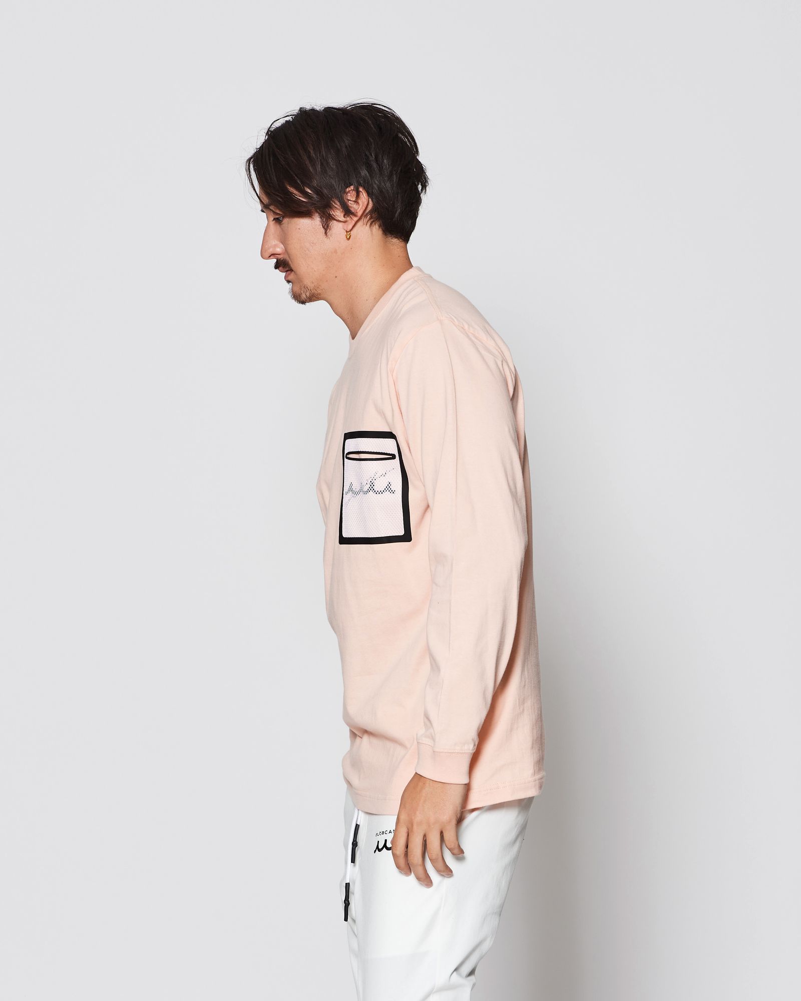 ☆先行予約販売2025年8月下旬～9月下旬頃入荷予定☆ ACANTHUS × muta MARINE / muta Mesh Trimming Pocket L/S Tee / ロンT / PINK 【MA2541】