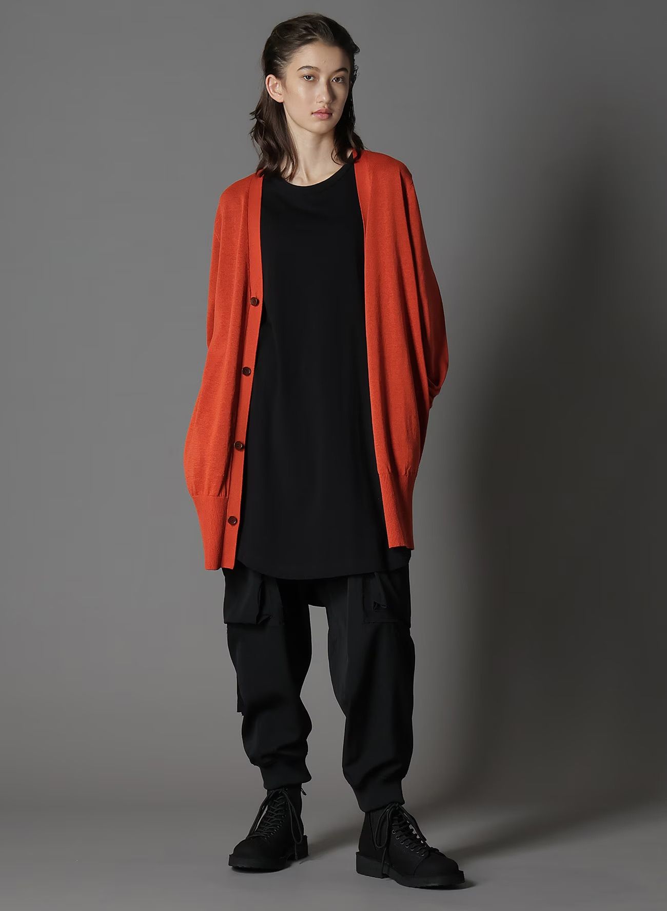 WOOL GABARDINE STANDARD RIBBED HEM CARGO  / ウールギャバジンリブカーゴパンツ / BLACK [GA-P07-101-1-03]