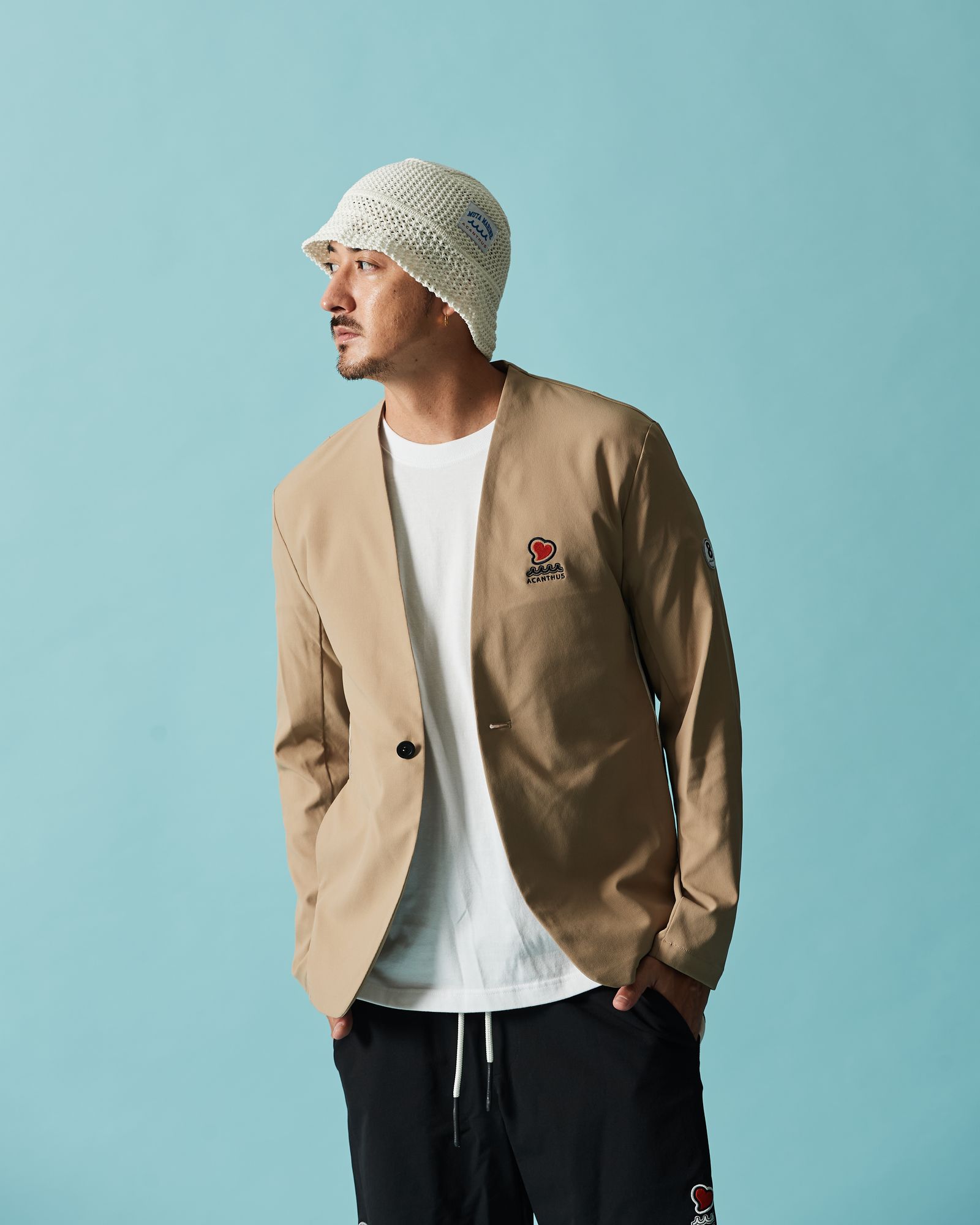 ☆先行予約☆muta MARINE × ACANTHUS / スウィートノーカラージャケット / sweet no collar jacket / BEIGE 【MA2625】